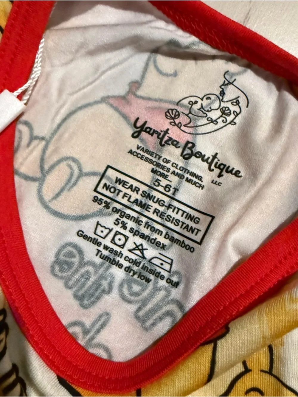Yaritza Boutique Bamboo Pajamas Unisex Kids 5-6Y Winnie Pooh‎ Hunny 2PC NWT